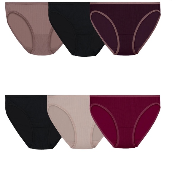 Fruit of the Loom 6 Women's Ribbed Microfiber Bikinis size 7L - Picture 4 of 4